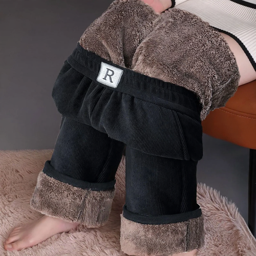 Gefütterte Cord-Weithose für Damen, warm und gerade