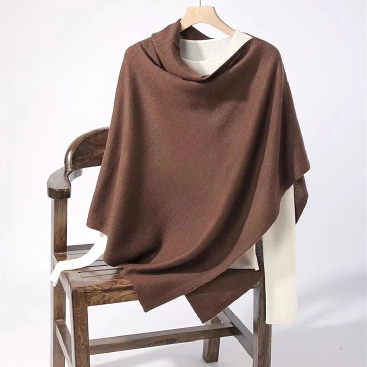 Großer Merinowolle-Poncho, einfarbig