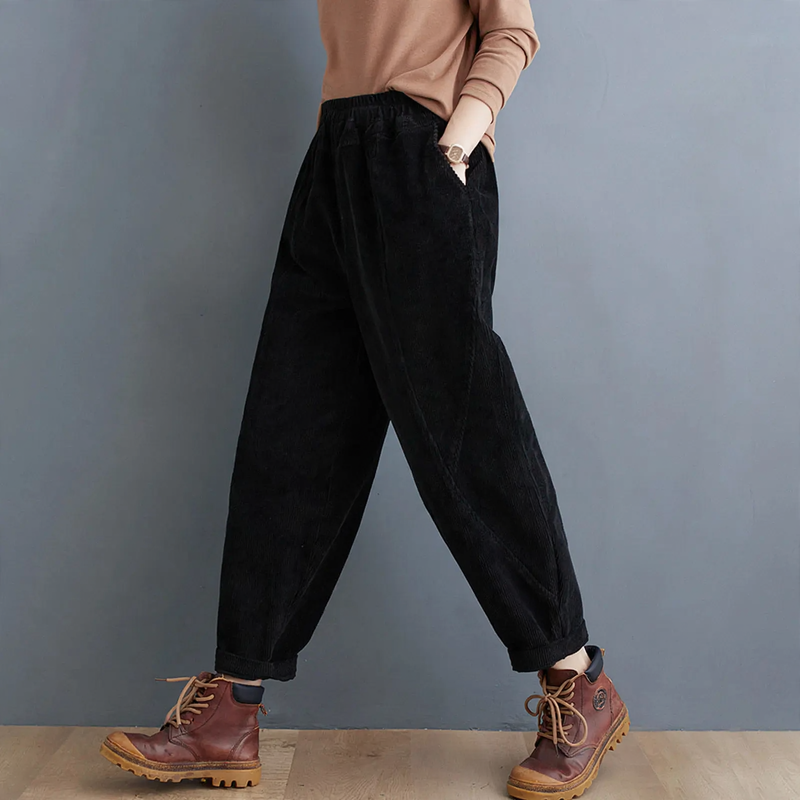 Kordhose für Damen, weiter Schnitt, gefüttert