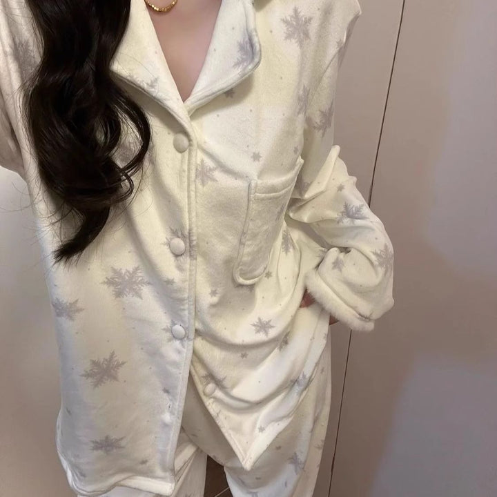 Damen-Schlafanzug, Langarm, Winter-Design, weiches Material
