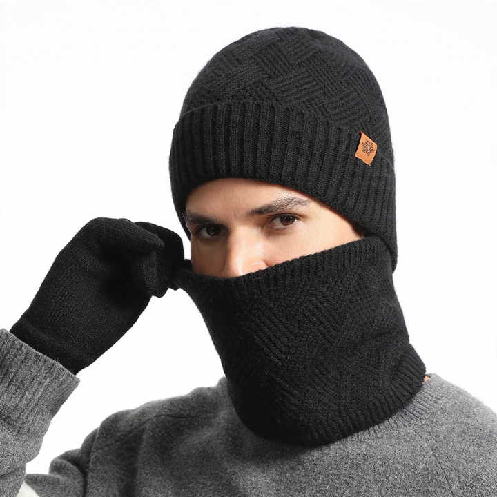 Winter-Set: Strickmütze, Schal und Handschuhe