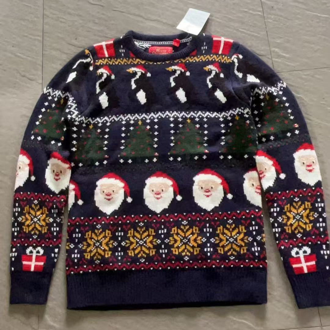 Lockerer Strickpullover mit weihnachtlichem Motiv