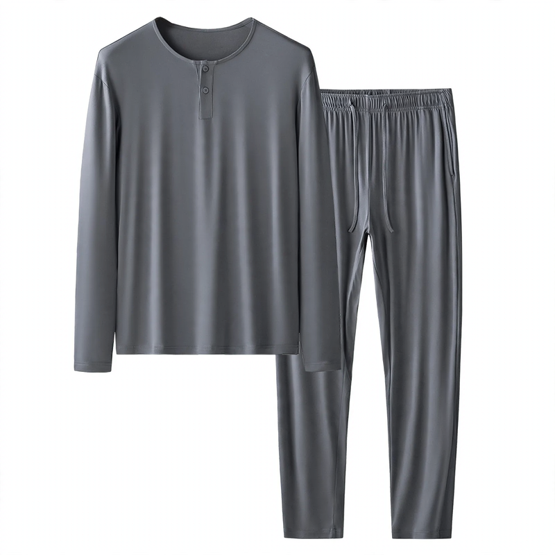 Herren-Pyjama-Set, Modal, langärmelig, für Frühling und Sommer