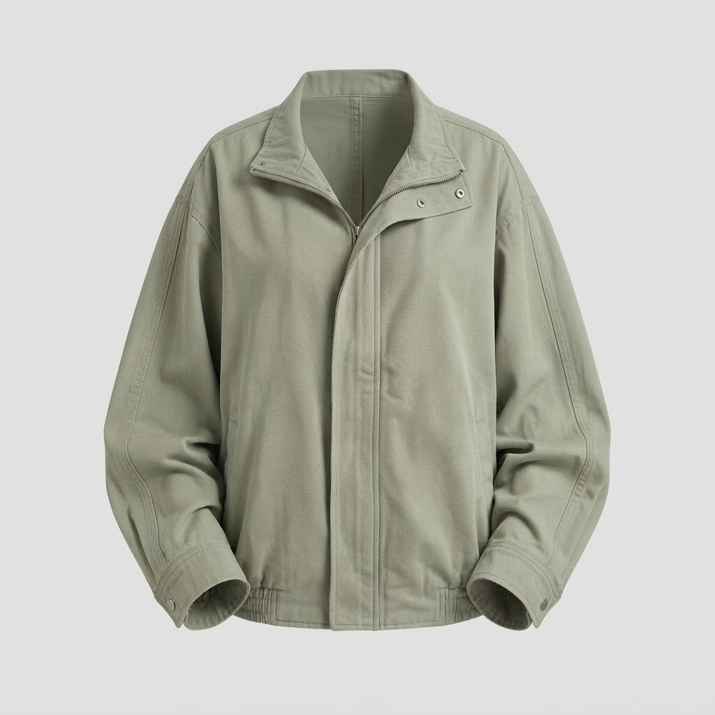 Damen locker geschnittene Utility-Übergangsjacke mit Reißverschluss und Stehkragen Echo Archiv