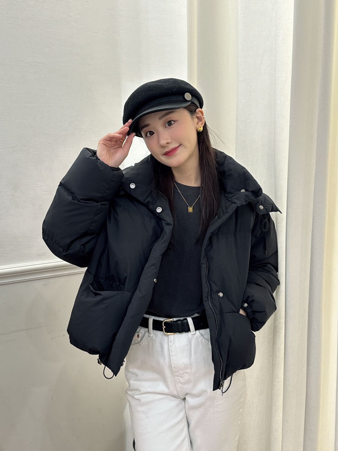 Damen Daunenjacke, Weißenten-Daunenfüllung, Koreanischer Stil