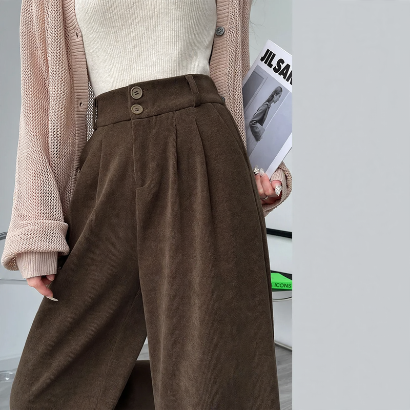 Cord-Weithose mit hohem Bund für Damen