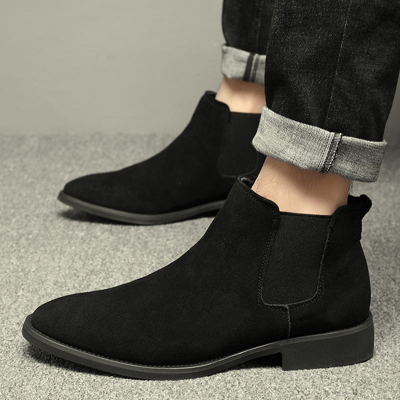 Herren-Chelsea-Stiefel, Wildleder-Optik, spitz zulaufend