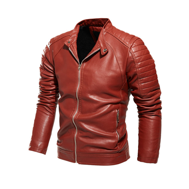 Herren elegante Fake-Lederjacke mit gesteppten Details Echo Archive