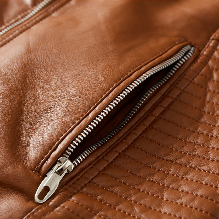 Herren elegante Lederjacke mit modernem Steppdesign Echoarchiv