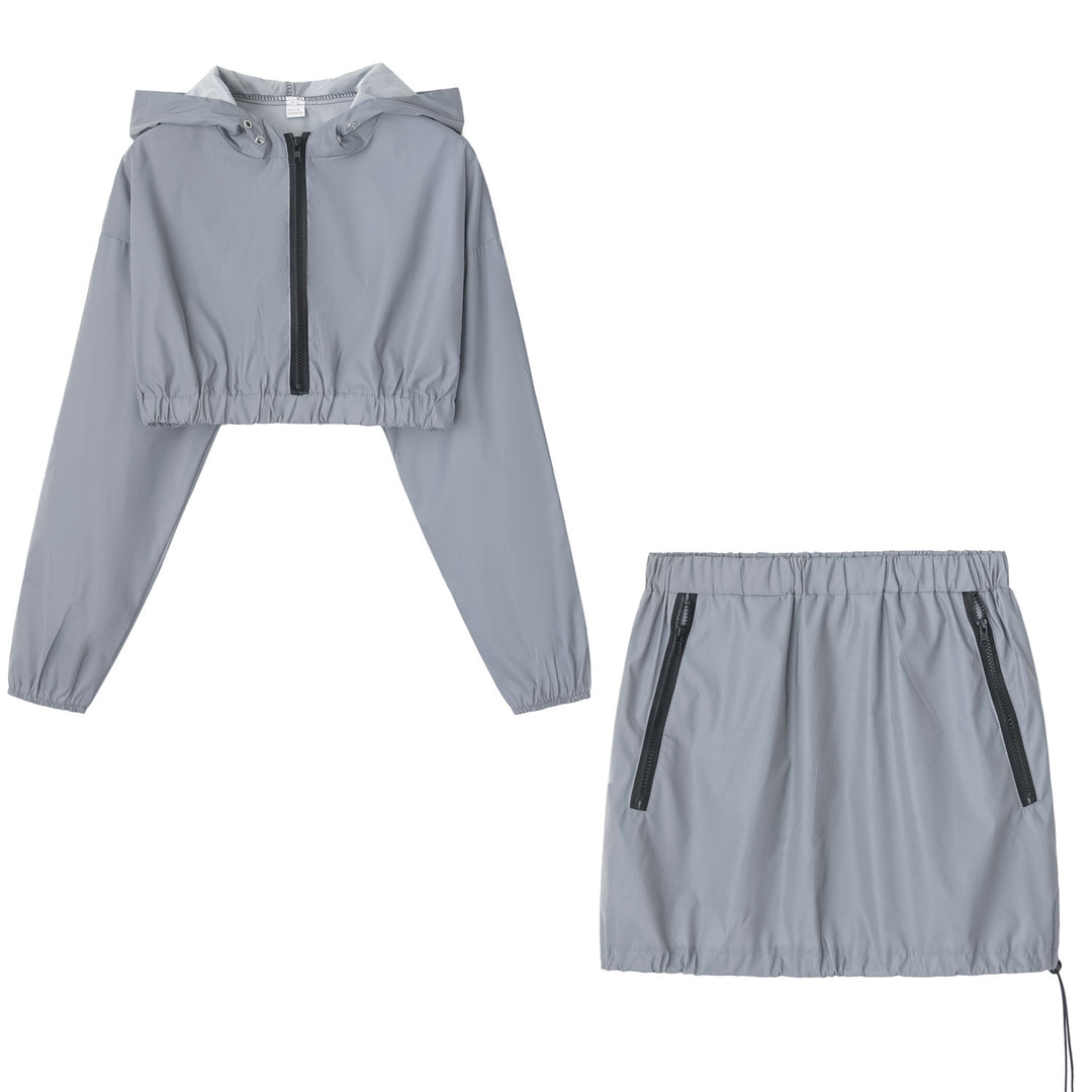 Damen sportliches cropped Outdoor-Set mit praktischen Reißverschlusstaschen Echoarchiv