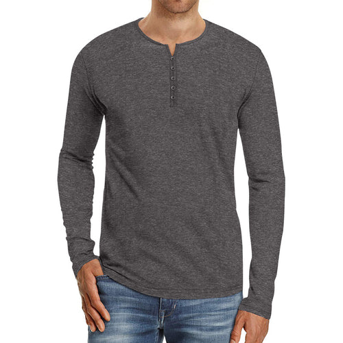Herren Langarm-Henley-Shirt aus hochwertigem Baumwollmix mit modernem Knopfverschluss Echoarchiv