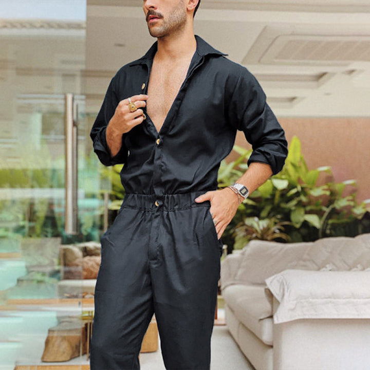 Herren Eleganter Overall mit praktischen Taschen und modischem Knopfdesign – Marzano