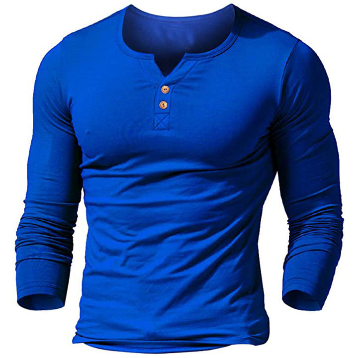 Herren Langarm-Henley Shirt mit modernem Knopfleisten-Design Echoarchiv