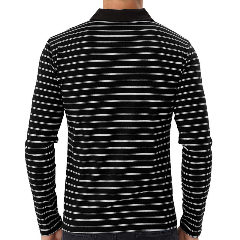 Herren Langarm Poloshirt mit modernem Streifenmuster Echoarchiv