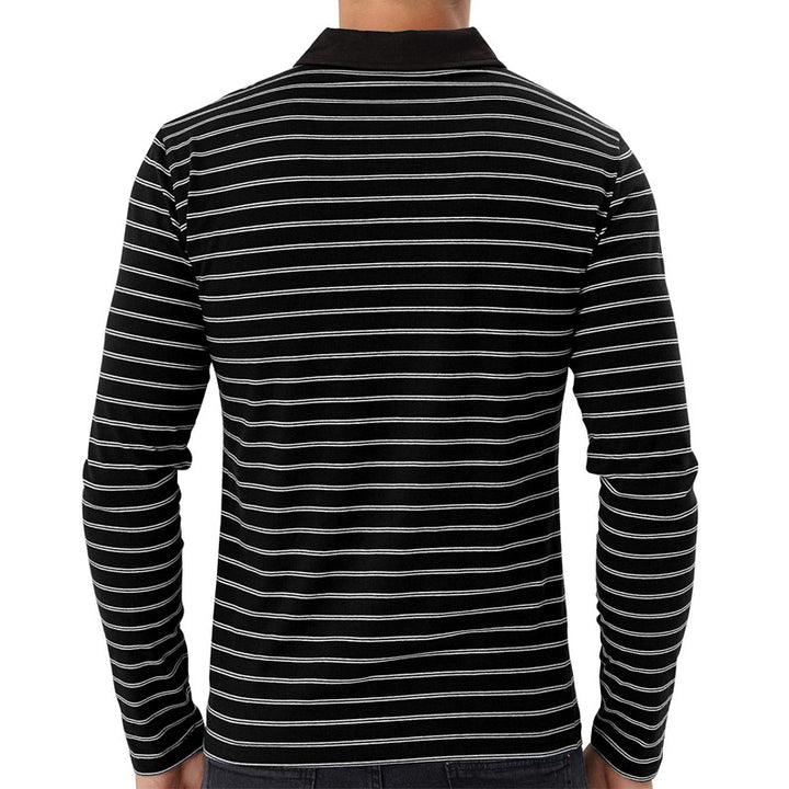 Herren Langarm Poloshirt mit modernem Streifenmuster Echoarchiv