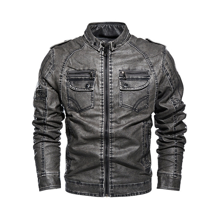 Herren lässige Lederjacke mit zahlreichen Taschen Echoarchiv