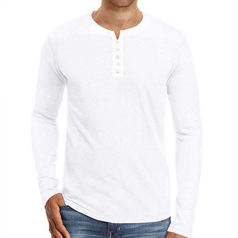 Herren Langarm-Henley-Shirt aus hochwertigem Baumwollmix mit modernem Knopfverschluss Echoarchiv