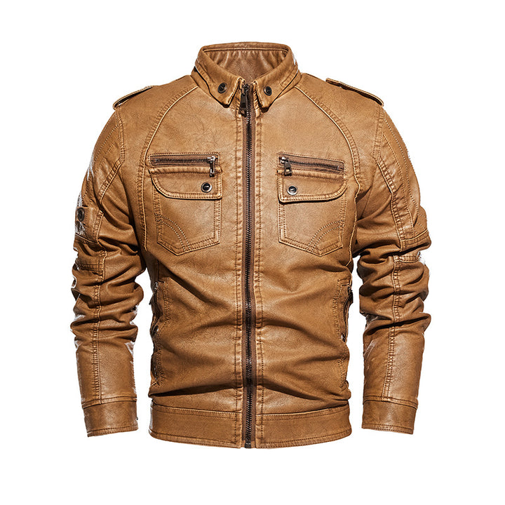 Herren lässige Lederjacke mit zahlreichen Taschen Echoarchiv