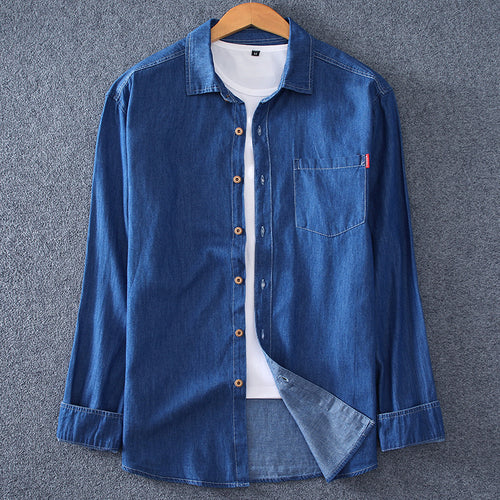 Herren Leichtes Chambray-Hemd mit Brusttasche und entspanntem Schnitt Echo Archiv