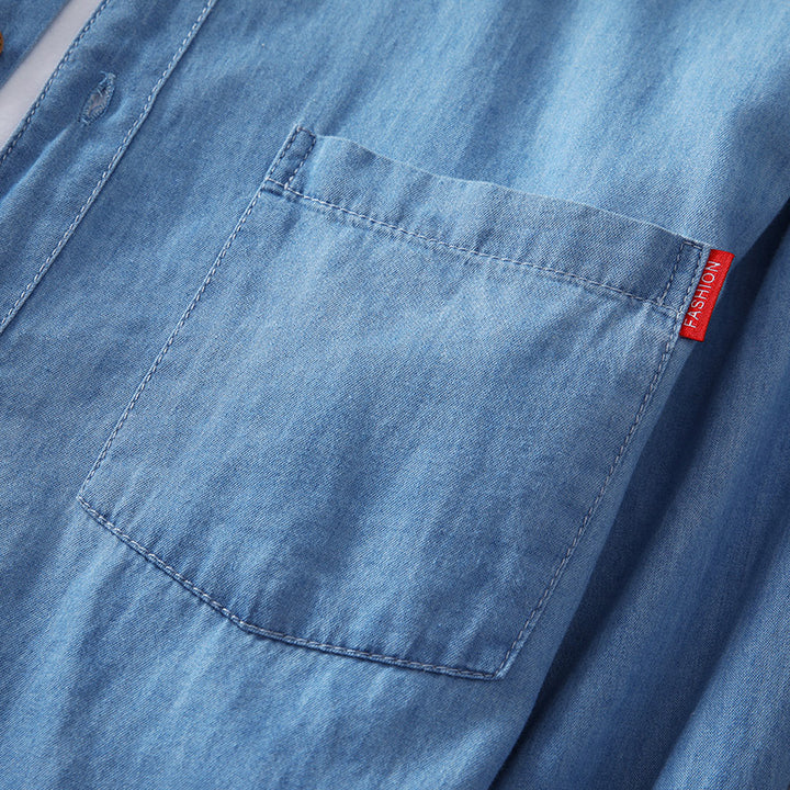 Herren Leichtes Chambray-Hemd mit Brusttasche und entspanntem Schnitt Echo Archiv