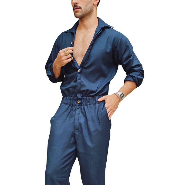 Herren Eleganter Overall mit praktischen Taschen und modischem Knopfdesign – Marzano