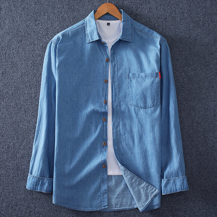 Herren Leichtes Chambray-Hemd mit Brusttasche und entspanntem Schnitt Echo Archiv