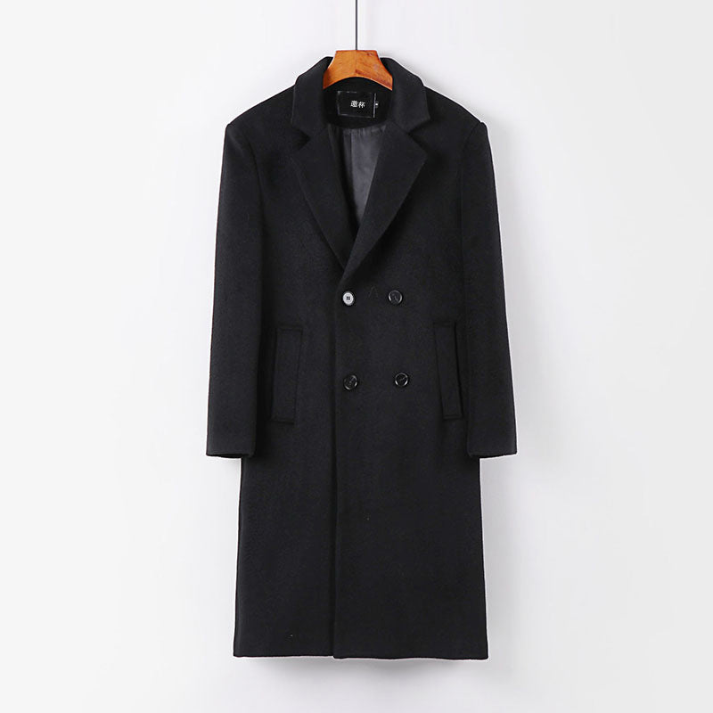 Herren Eleganter Wollmix-Longcoat mit Doppelreihe und fallendem Revers Echoarchiv
