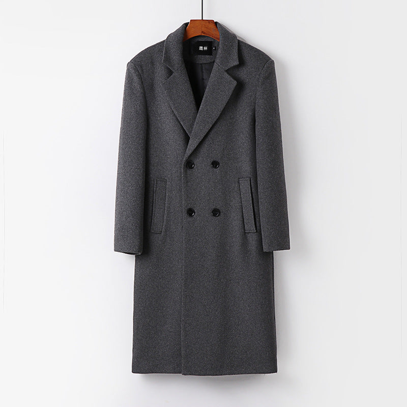 Herren Eleganter Wollmix-Longcoat mit Doppelreihe und fallendem Revers Echoarchiv