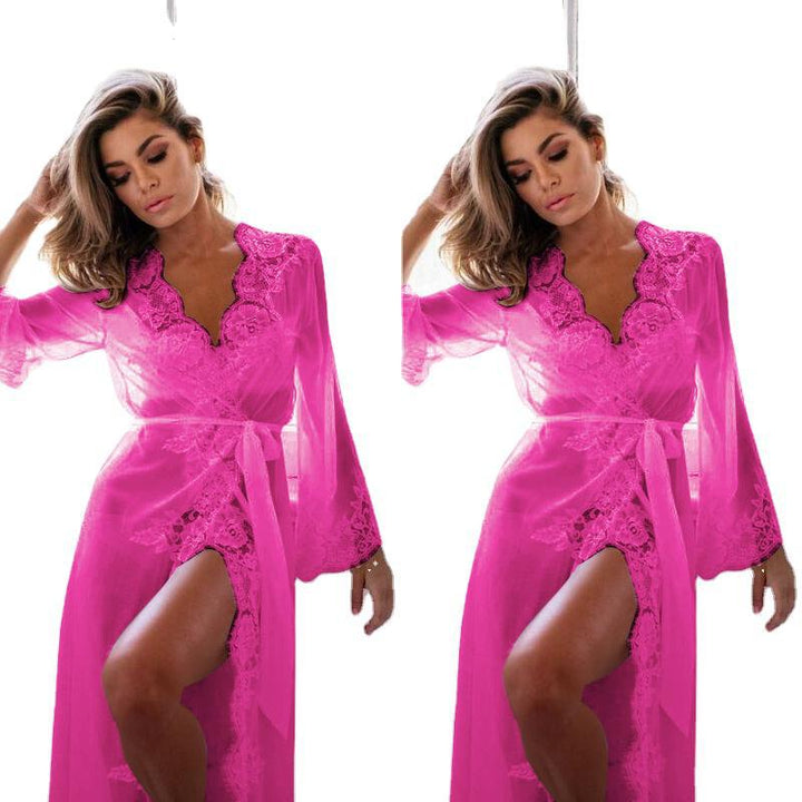 Damen Transparente Nachtwäsche mit Spitzenakzenten und eleganter Schärpe Echo Archiv