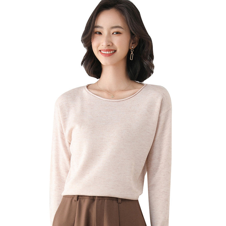 Damen Leichter Feinstrick-Pullover mit weitem Rundhalsausschnitt und legerem Schnitt Echoarchiv