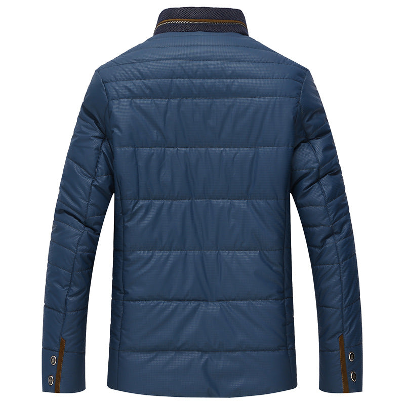 Herren gesteppte Thermo-Steppjacke mit Kunstleder-Schulterpasse und Teddykragen – Taviero