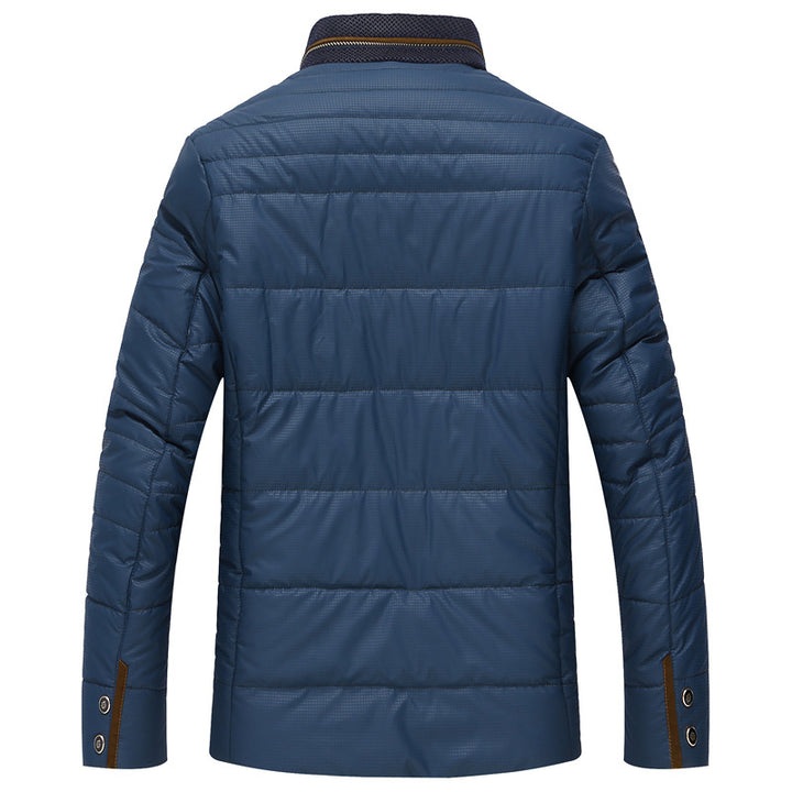 Herren gesteppte Thermo-Steppjacke mit Kunstleder-Schulterpasse und Teddykragen – Taviero