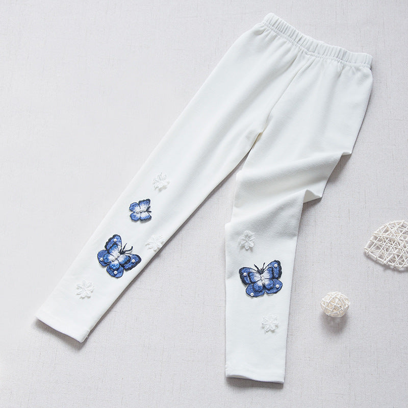 Mädchen Leggings mit bunten Schmetterlingsstickereien Echo Archiv
