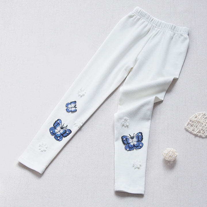 Mädchen Leggings mit bunten Schmetterlingsstickereien Echo Archiv