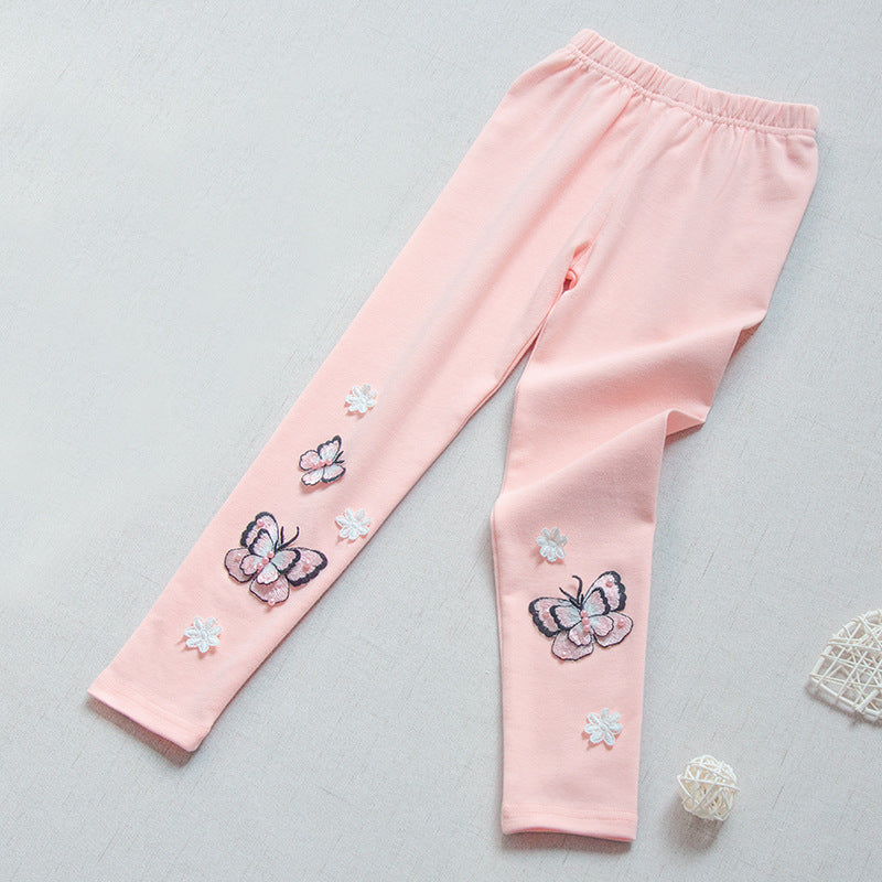 Mädchen Leggings mit bunten Schmetterlingsstickereien Echo Archiv