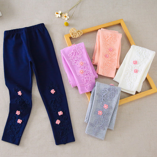 Mädchen Leggings mit floralen Stickereien Echo Archiv