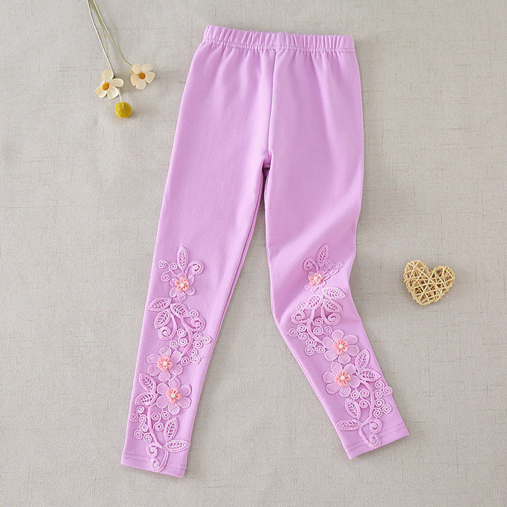 Mädchen Leggings mit floralen Stickereien Echo Archiv
