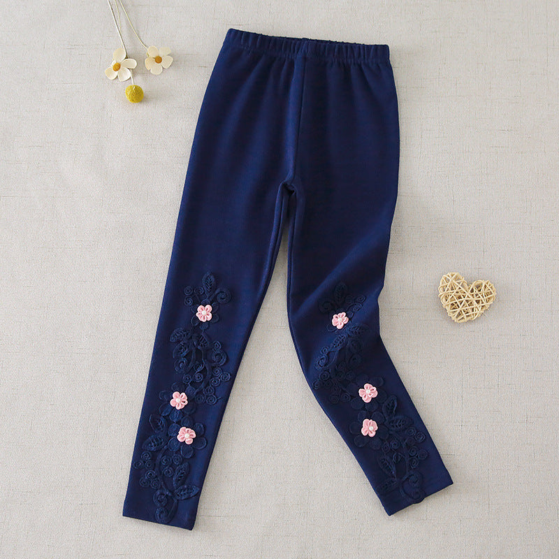 Mädchen Leggings mit floralen Stickereien Echo Archiv