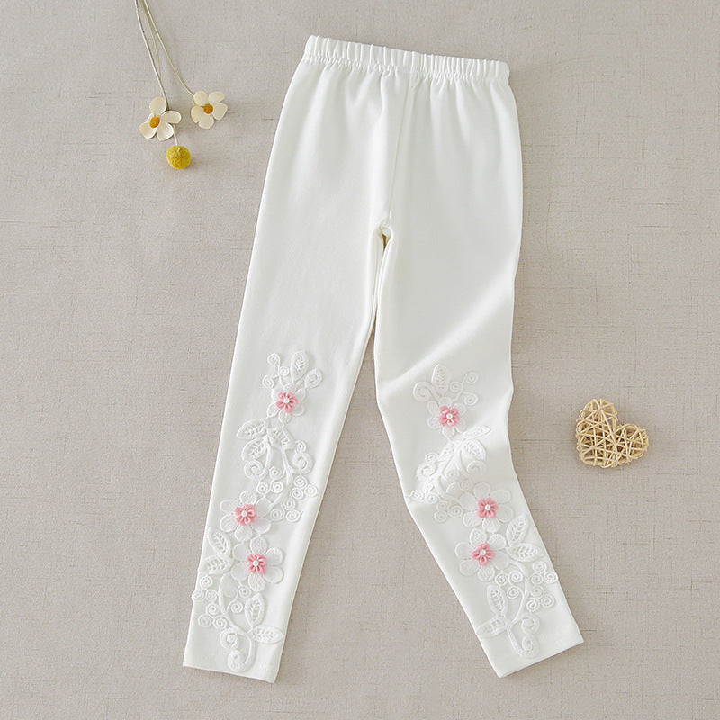 Mädchen Leggings mit floralen Stickereien Echo Archiv