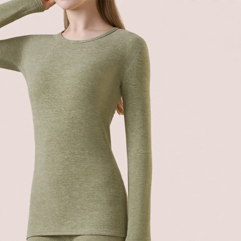 Damen-Langarmshirt, gefüttert, mit Rundhalsausschnitt
