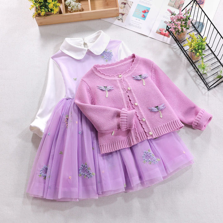 Mädchen festliches Kleid mit gehäkelter Bolero-Cardigan Echo Archiv