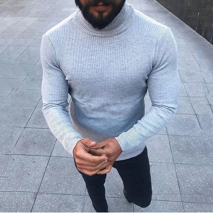 Herren Hochwertiger Strickrollkragenpullover Echoarchiv