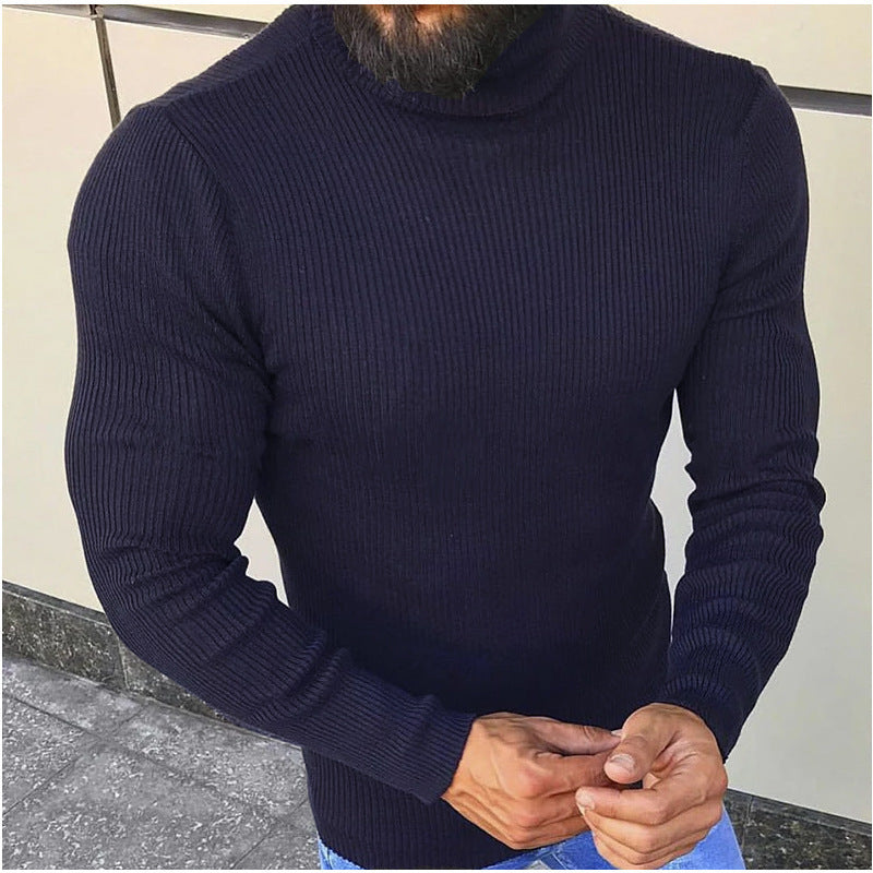 Herren Hochwertiger Strickrollkragenpullover Echoarchiv