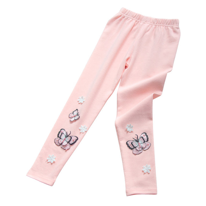 Mädchen Leggings mit bunten Schmetterlingsstickereien Echo Archiv