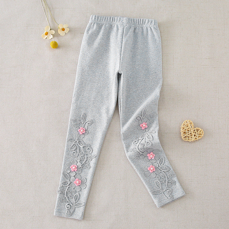 Mädchen Leggings mit floralen Stickereien Echo Archiv