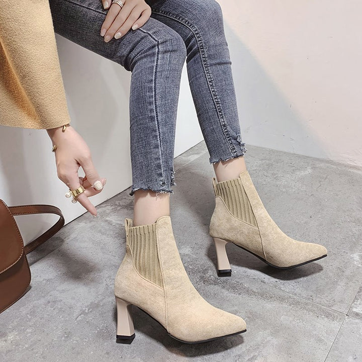 Damen nan spitze Ankleboots mit seitlichem Stretch-Einsatz und sculpted Blockabsatz Echo Archiv