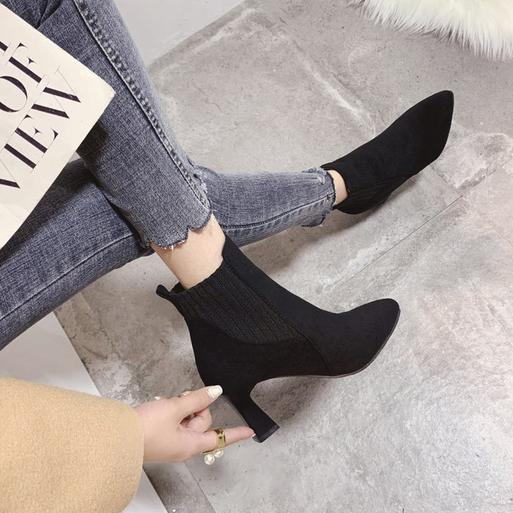 Damen nan spitze Ankleboots mit seitlichem Stretch-Einsatz und sculpted Blockabsatz Echo Archiv