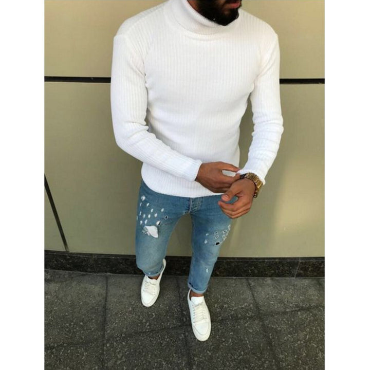 Herren Hochwertiger Strickrollkragenpullover Echoarchiv