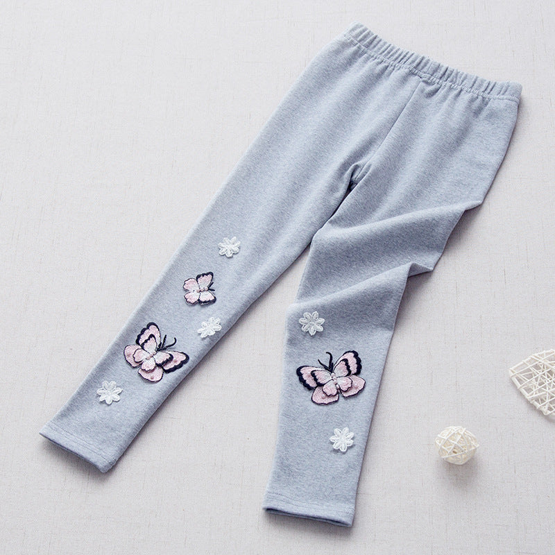Mädchen Leggings mit bunten Schmetterlingsstickereien Echo Archiv