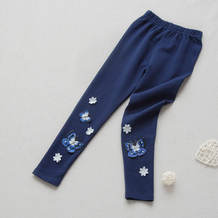 Mädchen Leggings mit bunten Schmetterlingsstickereien Echo Archiv